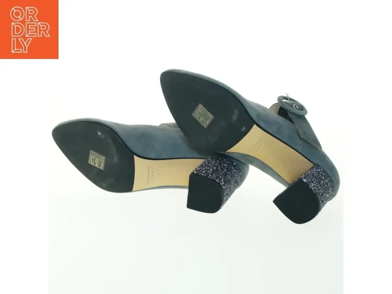 Billede 3 - Suede Mary Jane pumps med glimmerhæl fra Roccamore (str. 39 )