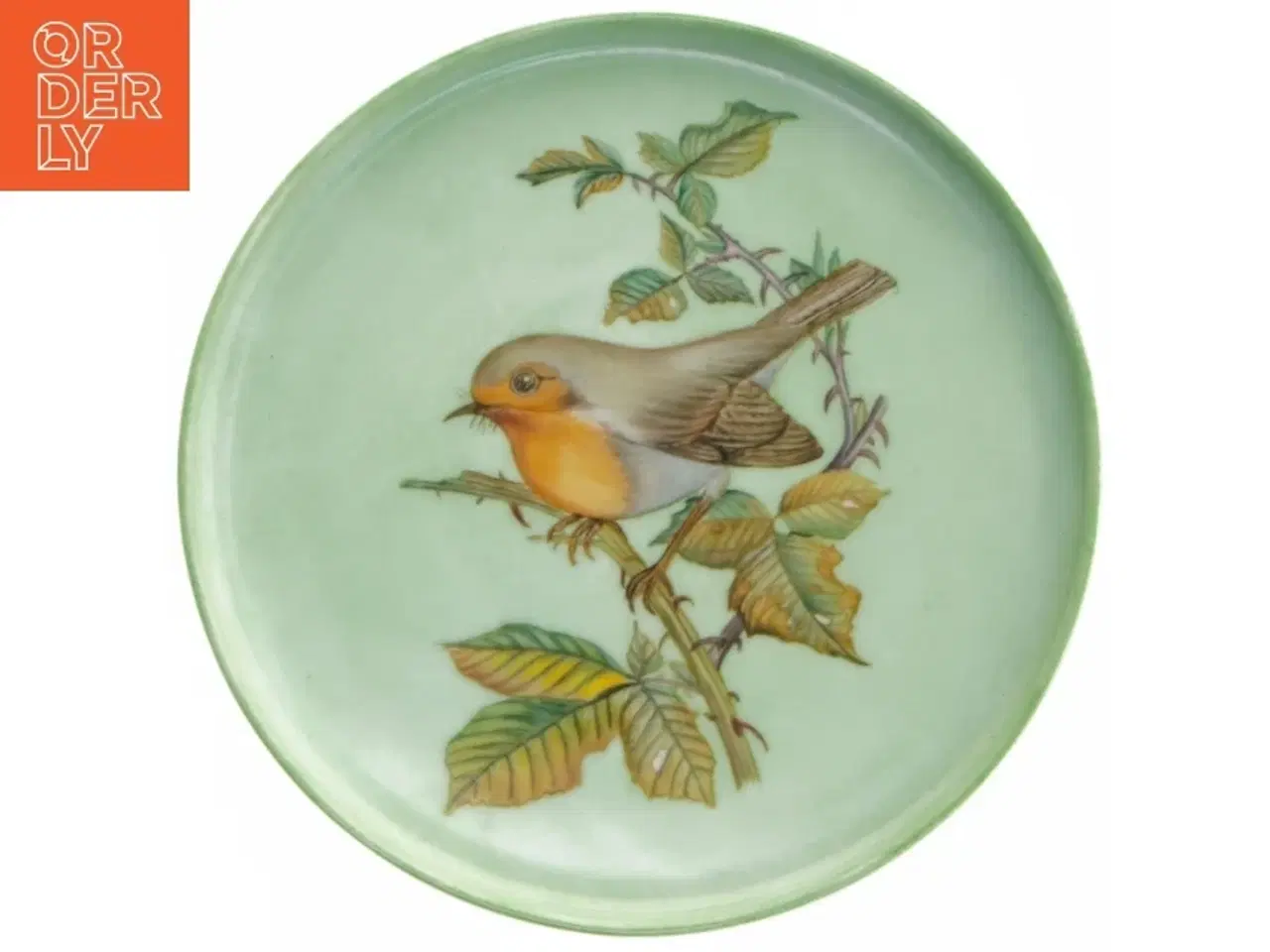 Billede 1 - Dekorativ porcelænstallerken med fuglemotiv (str. Ø 19,5 cm)