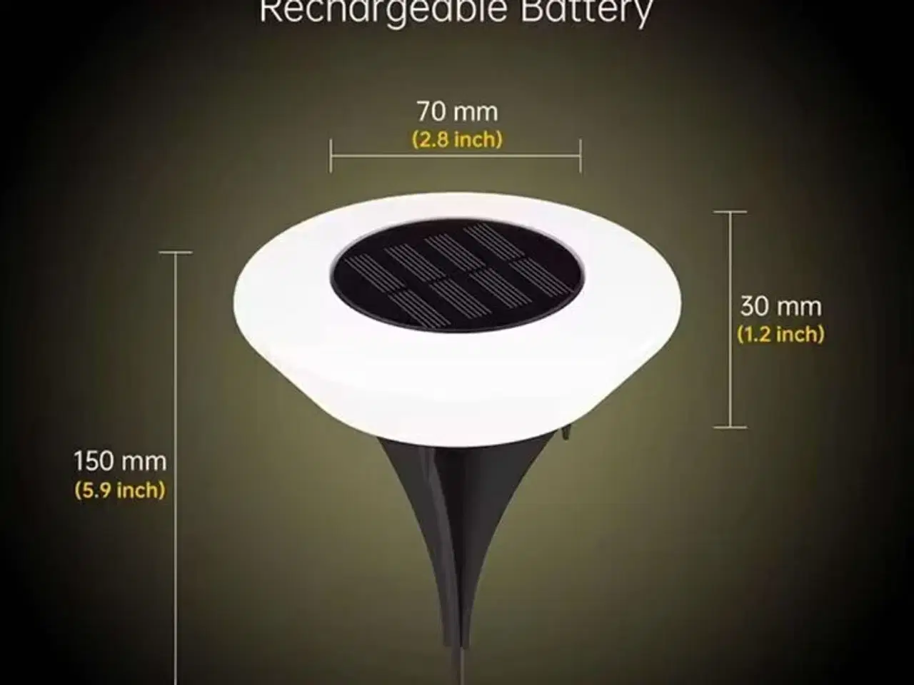 Billede 1 - 8 stk. Rund solcelledrevet havelampe LED IP65