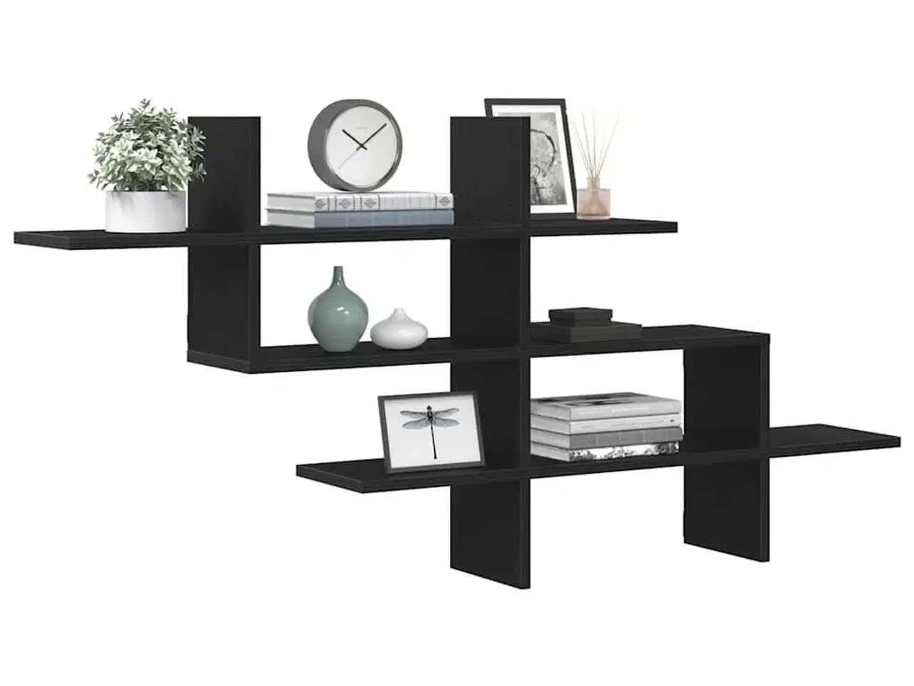 Billede 4 - Væghylde 124,5x18x60,5 cm konstrueret træ sort egetræsfarve