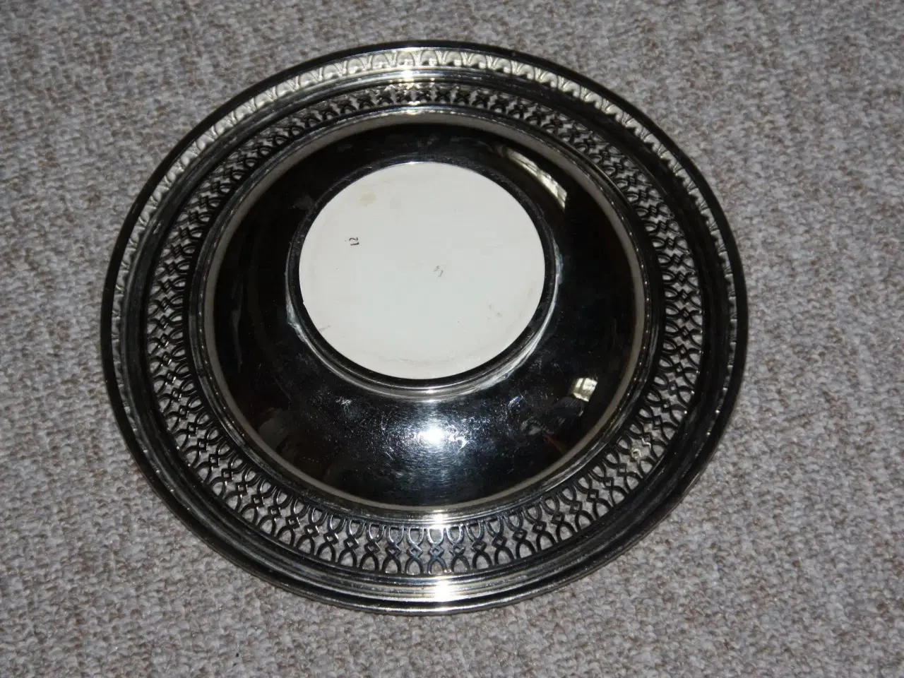 Billede 3 - Gammel metalskål / sølvplet med porcelænsbund