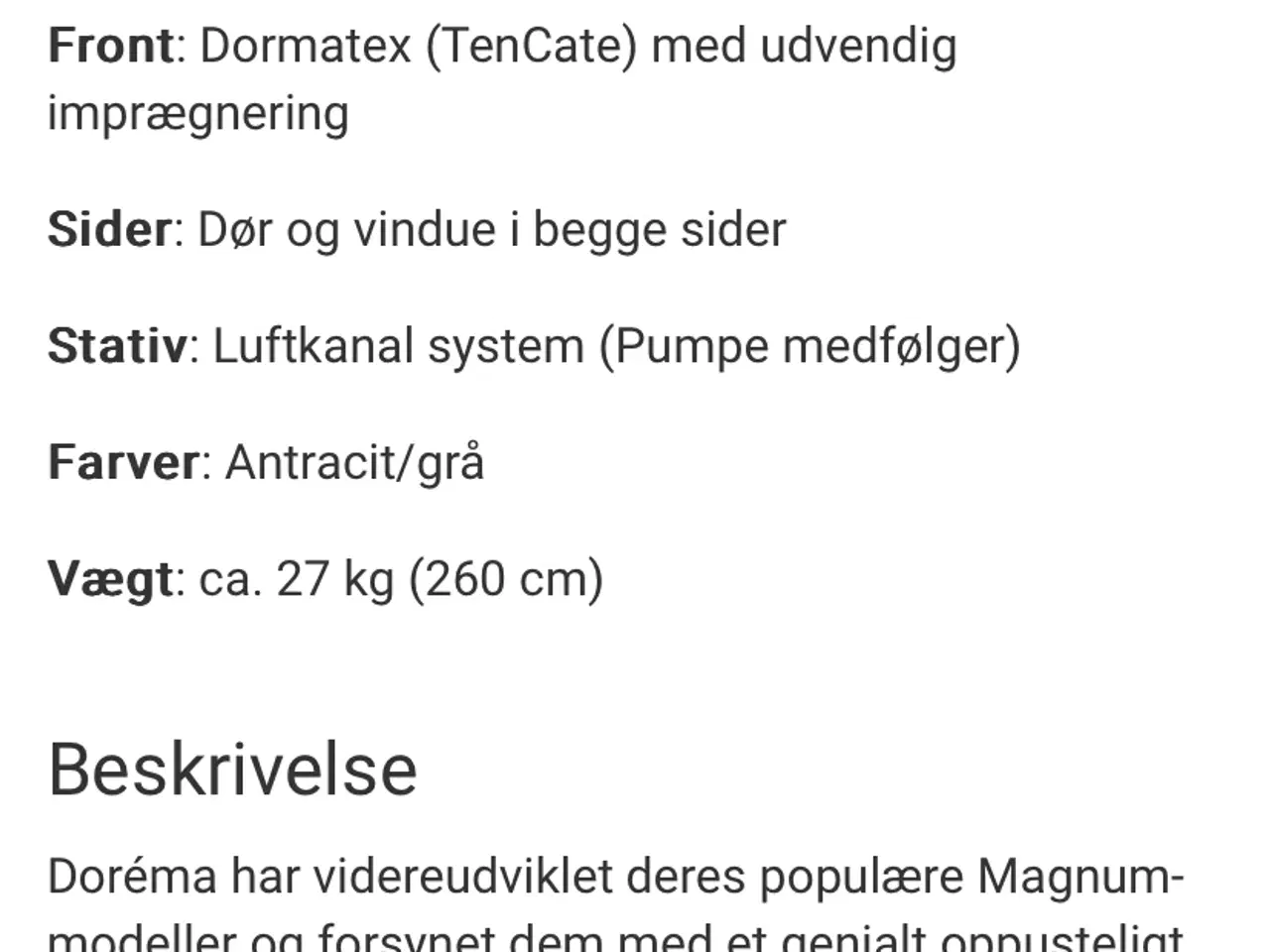 Billede 8 - Dorema luftfortelt 260 rejsefortelt helårs 