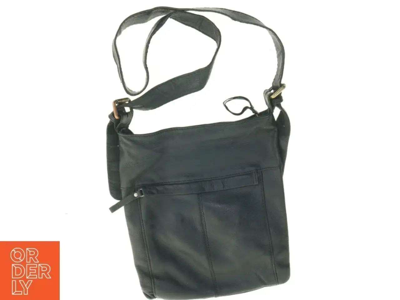 Billede 1 - Sort Crossbody skuldertaske i læder fra Bella Moda (str. 20 x 22 cm)