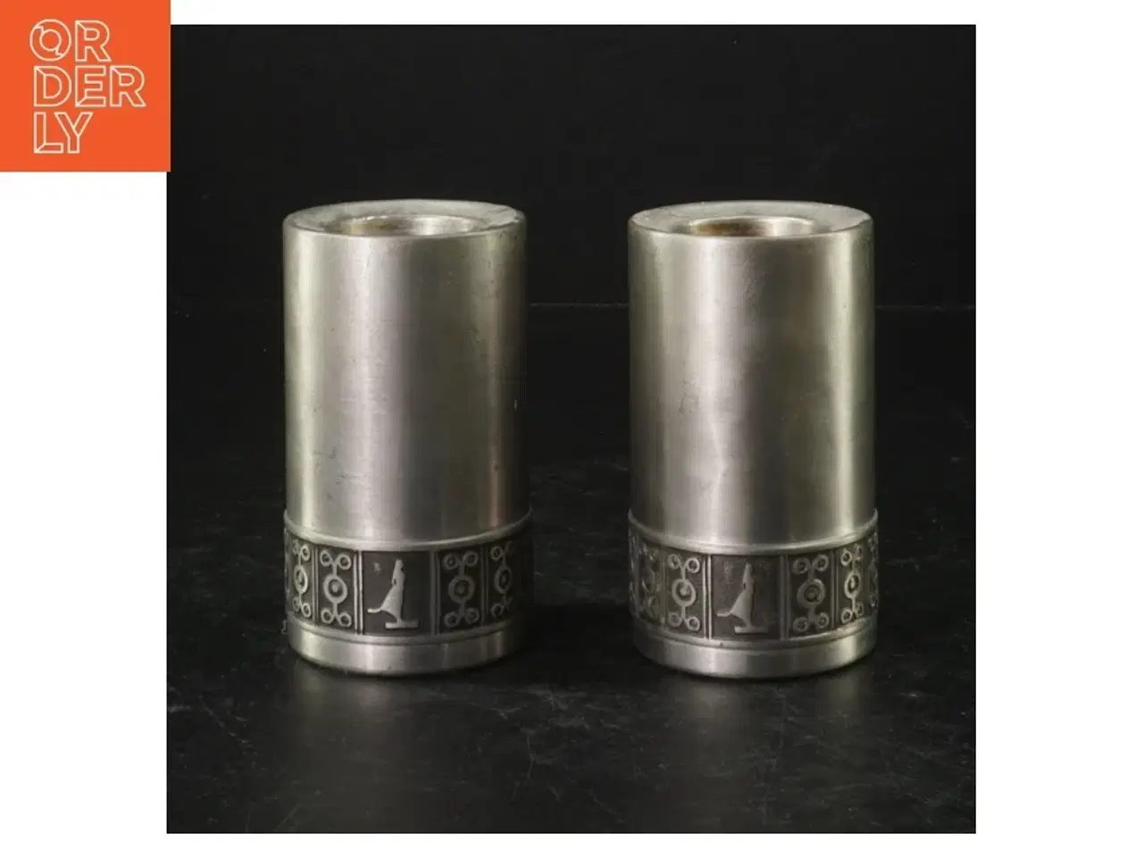 Billede 1 - Tin lysestager (str. H. 10 cm ø. 6,5 cm)