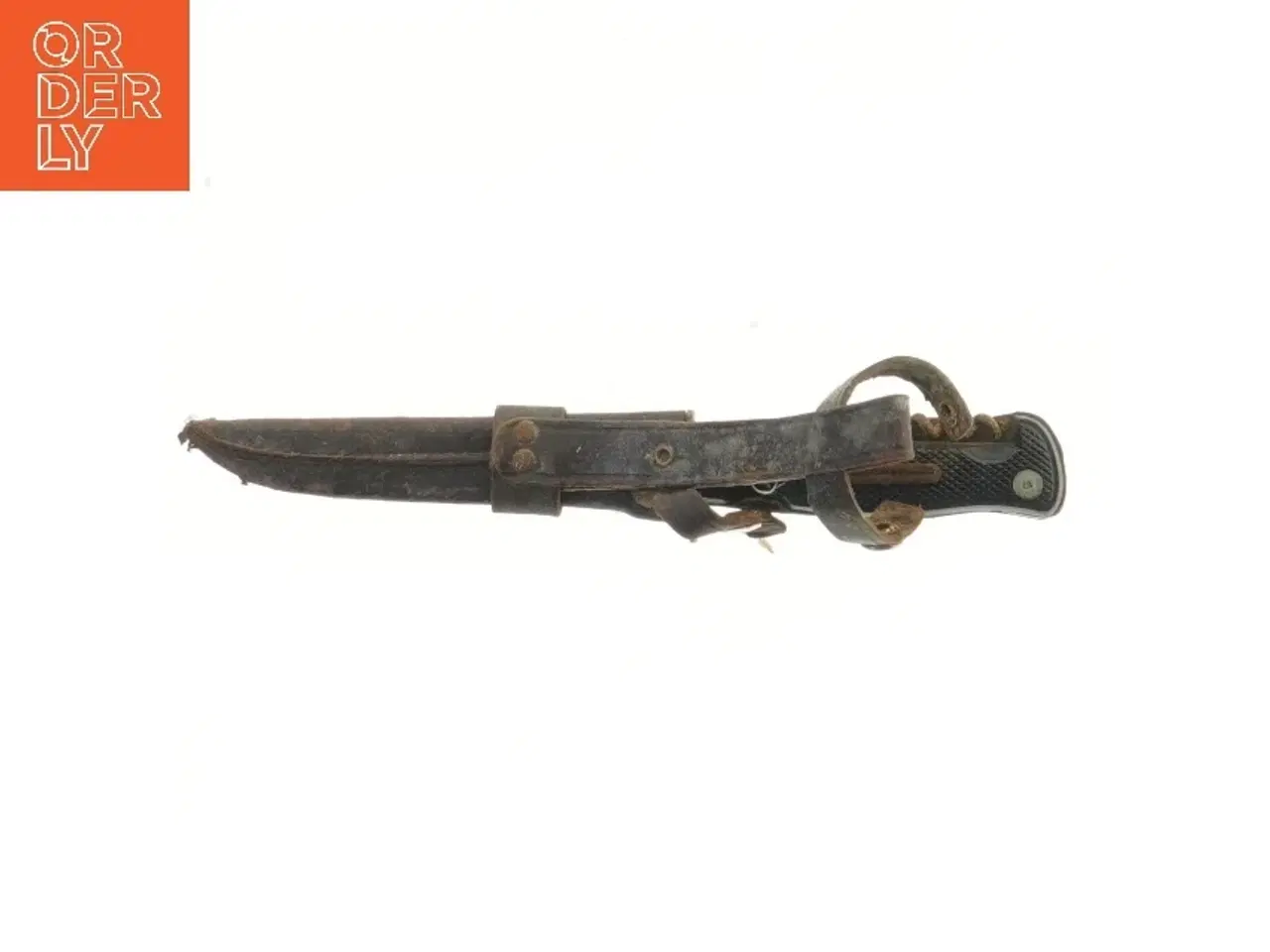 Billede 1 - Militærkniv med læderhylster (str. 25 cm)