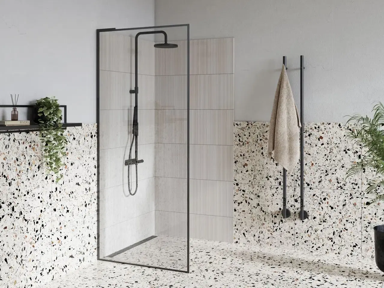 Billede 1 - DWA305 Glasvæg Walk-in Gunmetal profiler 800mm