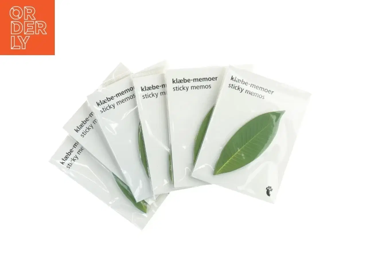Billede 1 - Seks pakker selvklædende memoer (post-it notes) med bladmotiv (10 cm) 10 cm)