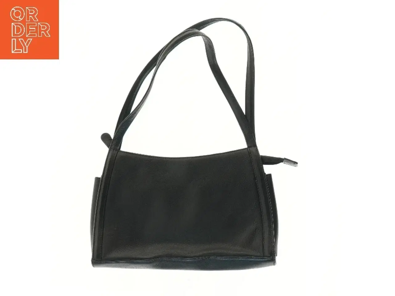 Billede 2 - Sort læderhåndtaske (str. 20x6x31 cm)