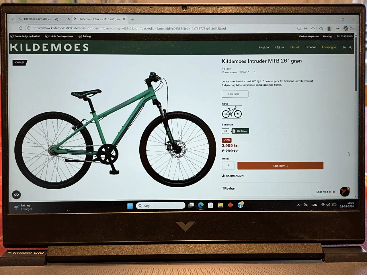 Billede 9 - Kildemoes Intruder MTB 26’ grøn cykel - brugt