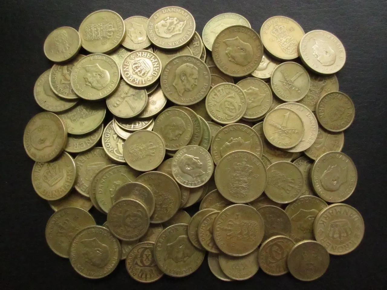 Billede 1 - 100 stk gule 1 og 2 kr 1925-1958 div. årstal