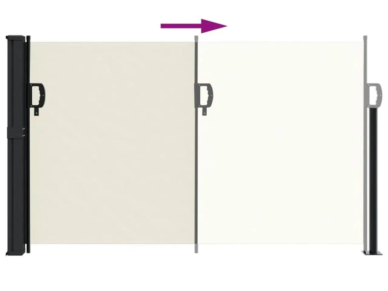 Billede 5 - Sidemarkise 117x300 cm sammenrullelig cremefarvet