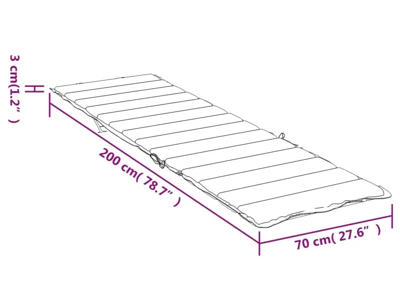 Billede 9 - Hynde til liggestol 200x70x3 cm oxfordstof sort