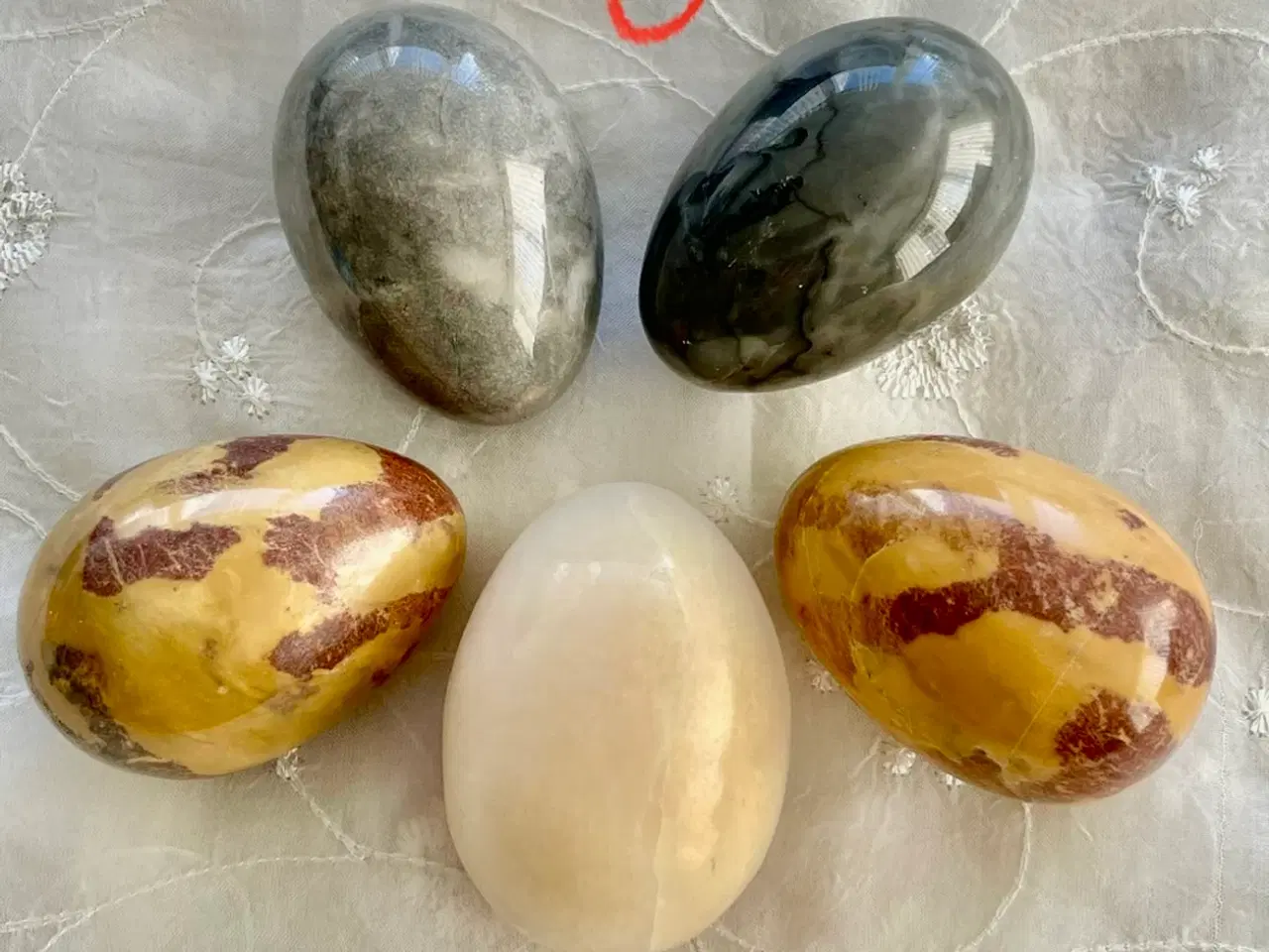 Billede 3 - Smukke marmor/ halvædelsten æg