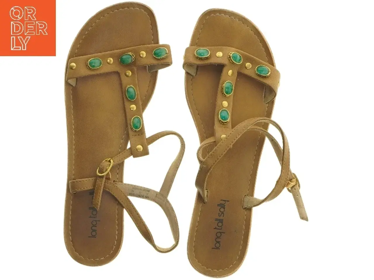 Billede 6 - Brugte flade sandaler med remme og dekorationer (str. 42)