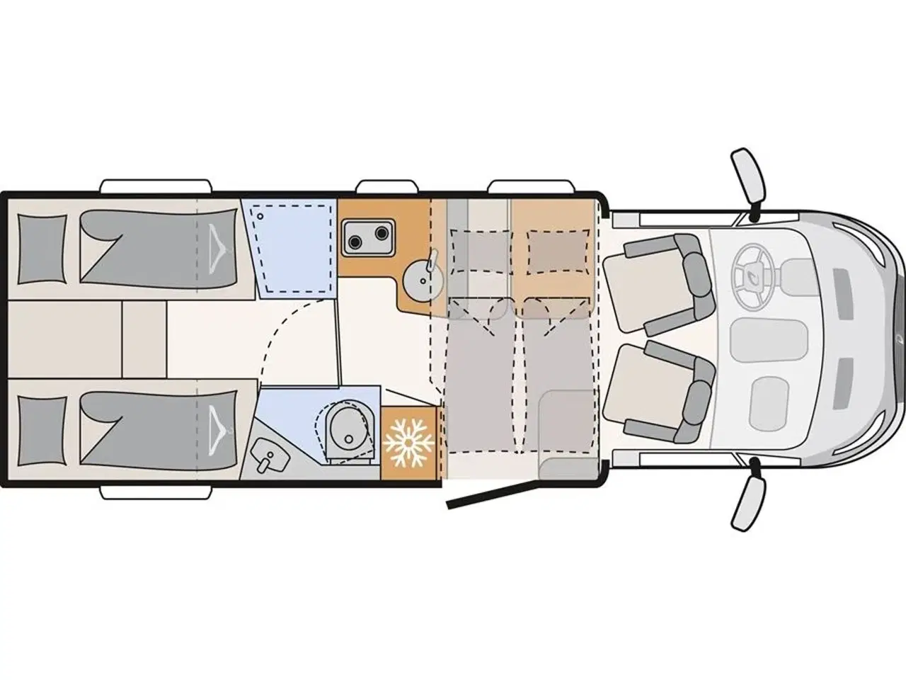 Billede 2 - 2024 - Dethleffs Just GO T7055 EB AUT.   Udlejes: Ny autocamper med enkeltsenge og automatgear