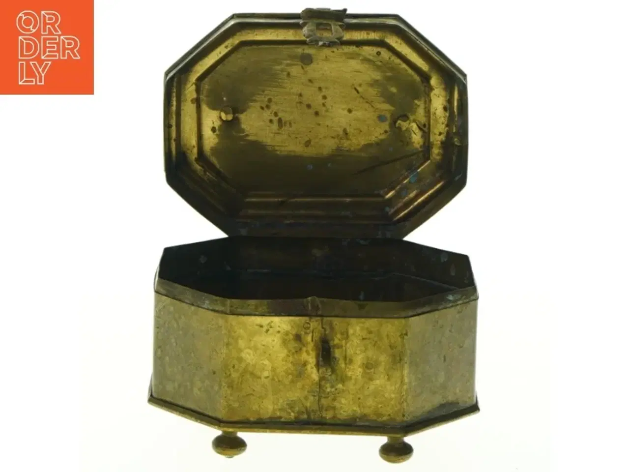 Billede 2 - Antik messing teboks (str. 12 x 9 cm)