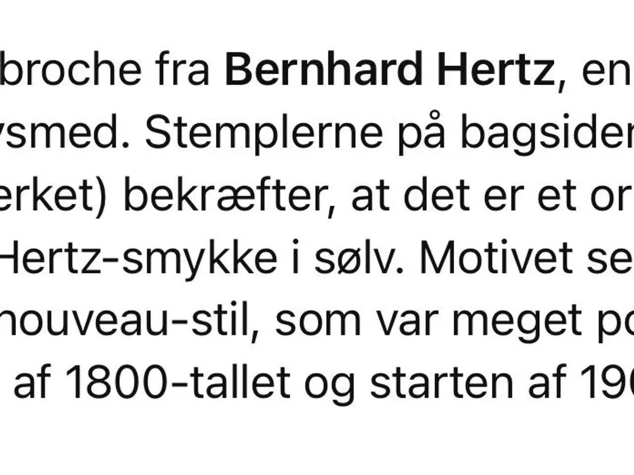 Billede 3 - Broche fra Bernhard Hertz