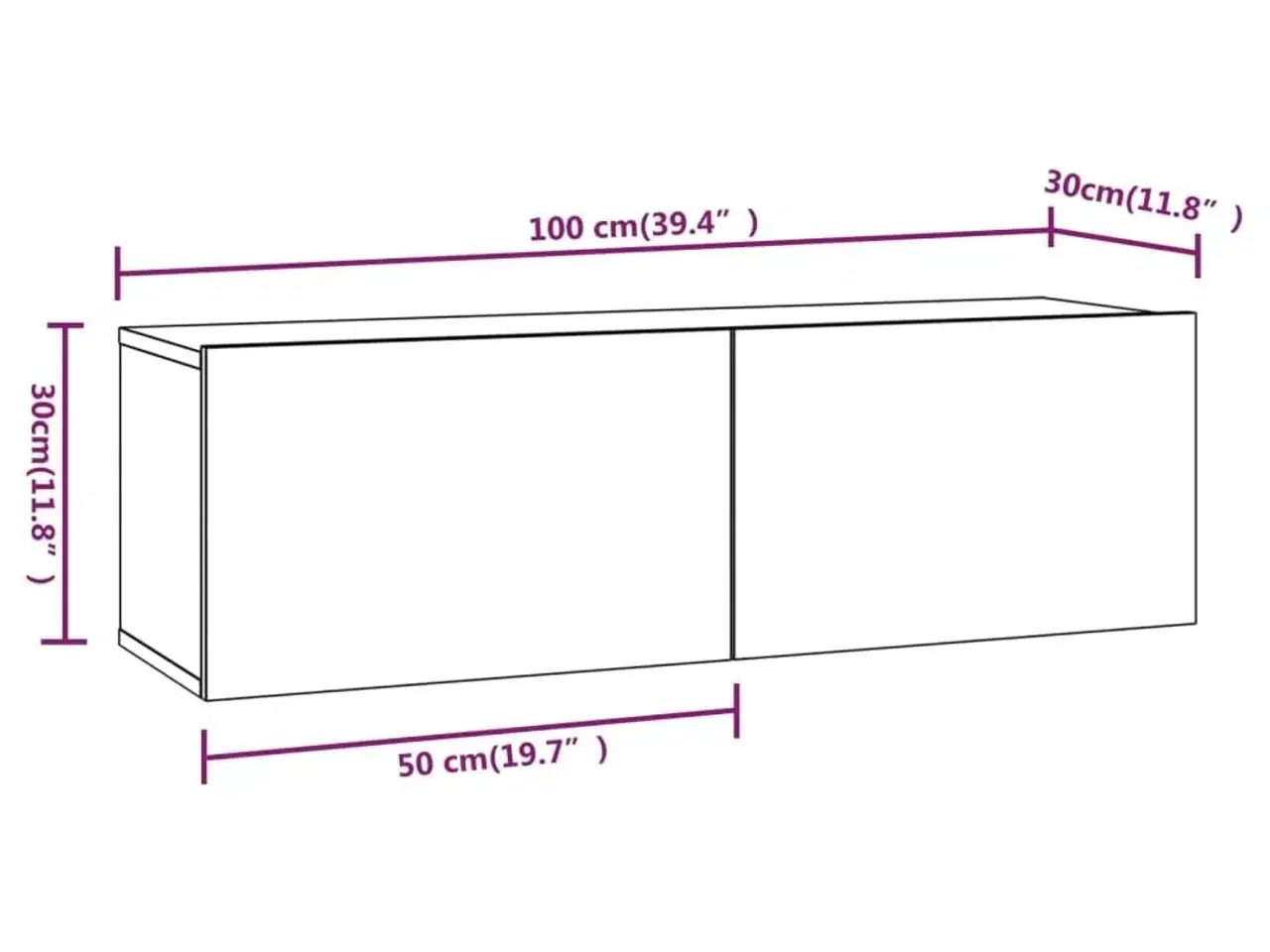 Billede 9 - Væghængt tv-bord 100x30x30 cm konstrueret træ brun egetræsfarve