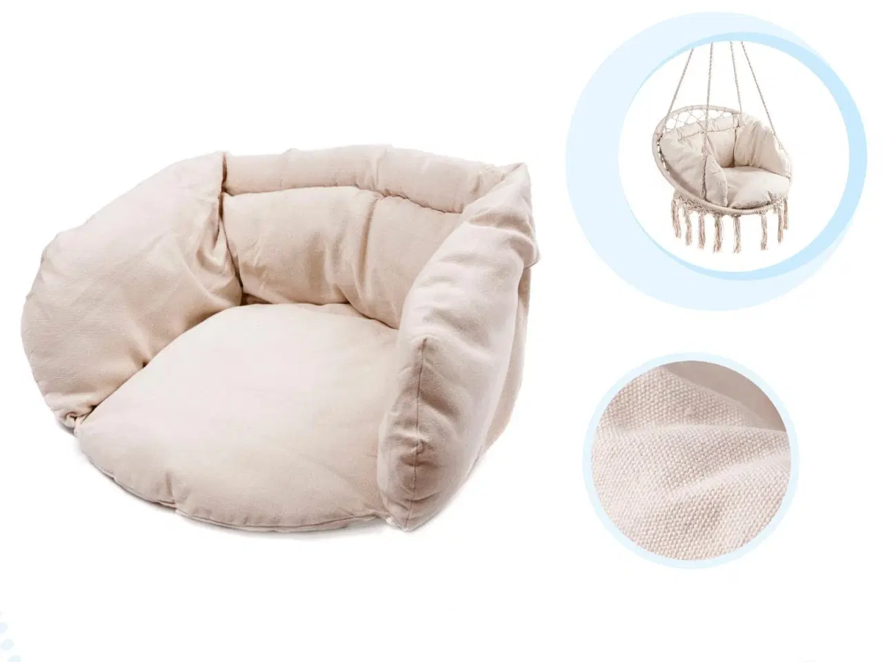 Billede 2 - Hængekøje-stol storkerede med ryglæn 80 cm i ecru + puder