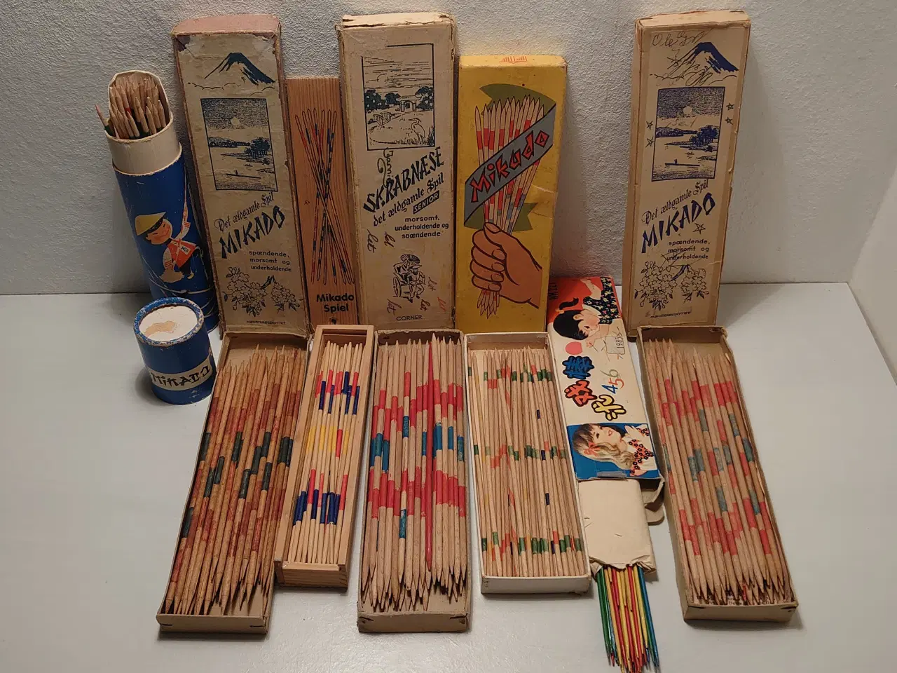 Billede 4 - 7 stk gamle mikado/skrabnæse spil i orig. æsker.