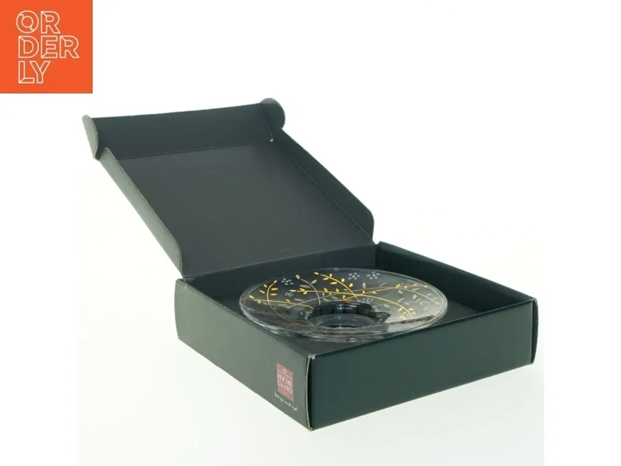 Billede 2 - Glasfad med dekoration fra Holmegaard (str. 16x4 cm)