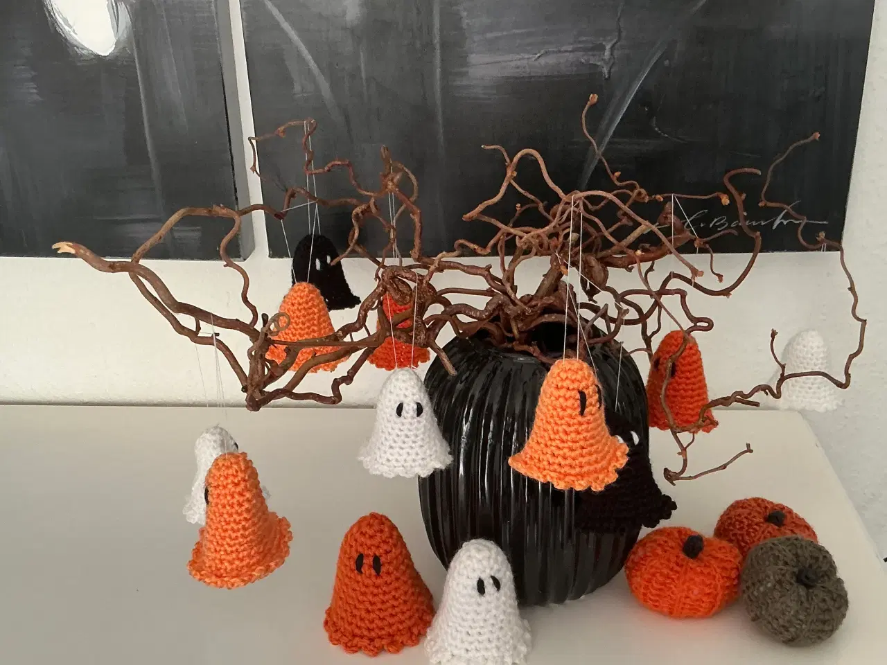 Billede 8 - Håndhæklet græskar og spøgelser til Halloween.