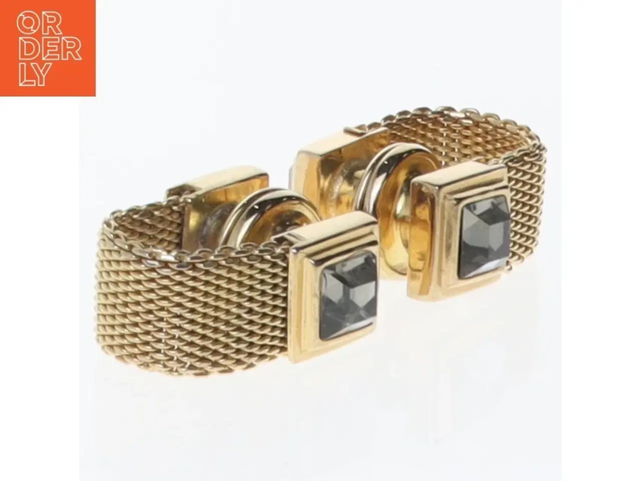 Billede 1 - Guld manchetknapper med sort sten (str. En komma 8 x en komma 8 x nul komma 7 cm)