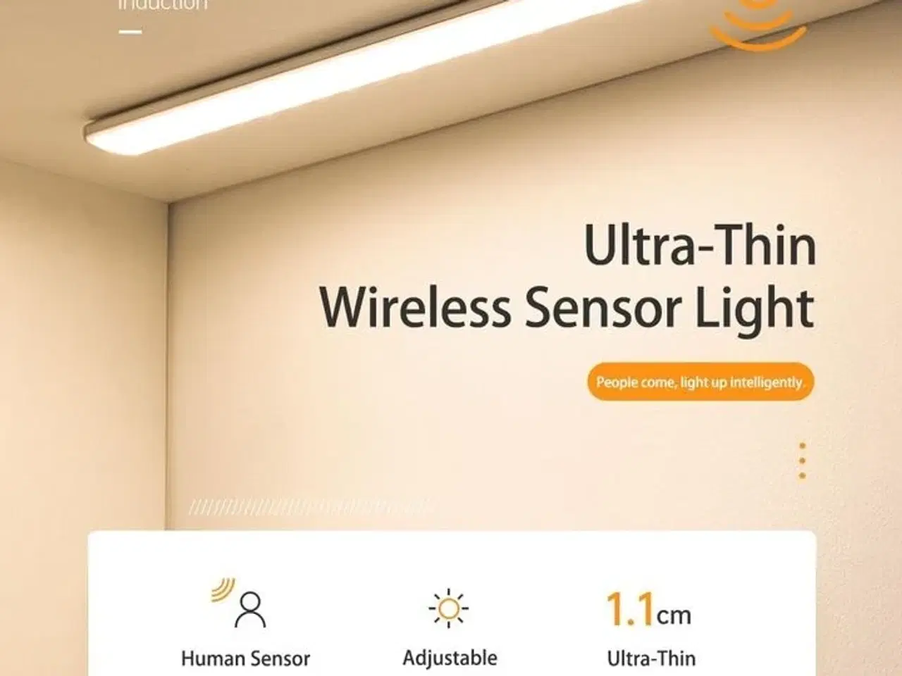 Billede 1 - 4 stk. LED sensorlys – 50 cm – Trådløs og genopladelig