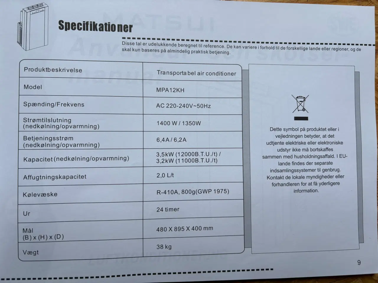 Billede 6 - Transportabel Aircondition køl/varme/affugter