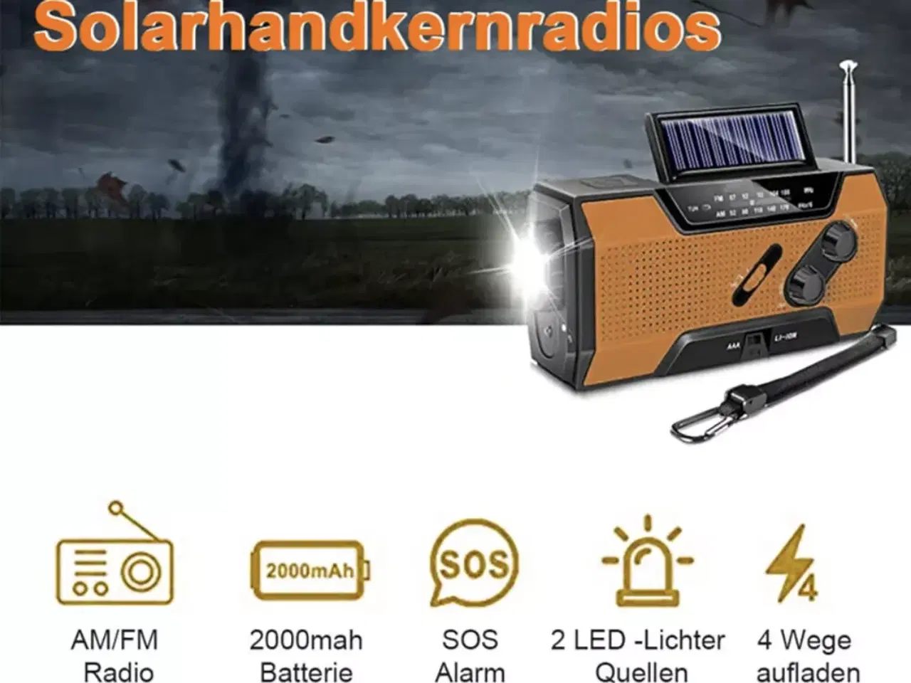 Billede 10 - Fm radio på batteri med håndsving og solseller 