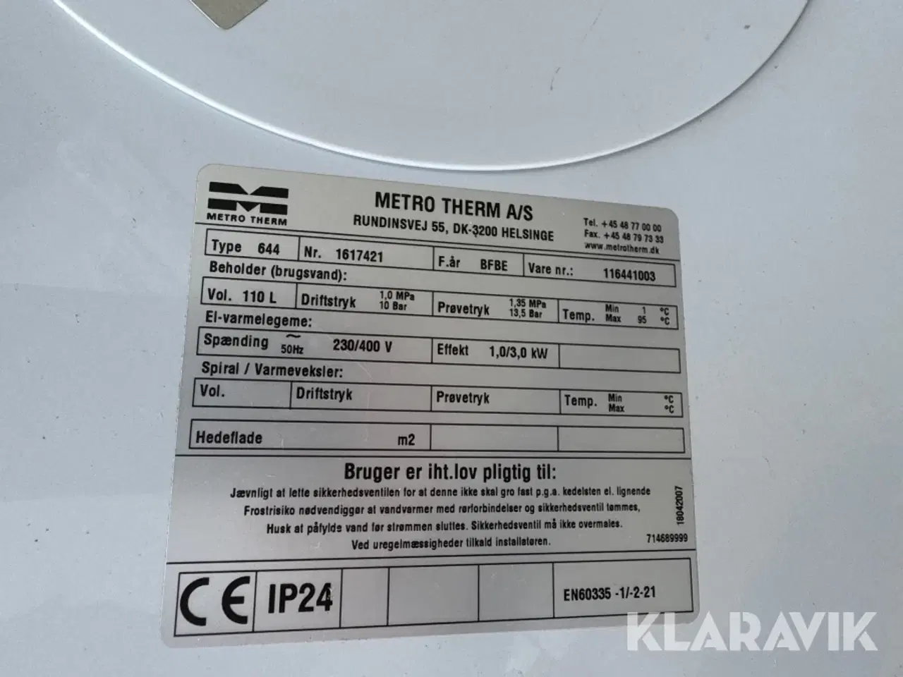 Billede 6 - Varmtvandsbeholder Metro Term 644