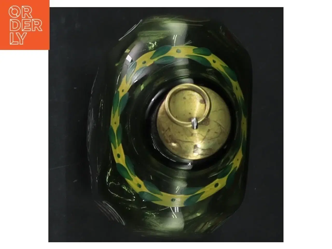 Billede 4 - Dekoreret grøn glasflaske fra Jægerspris Slot (str. 19 cm)