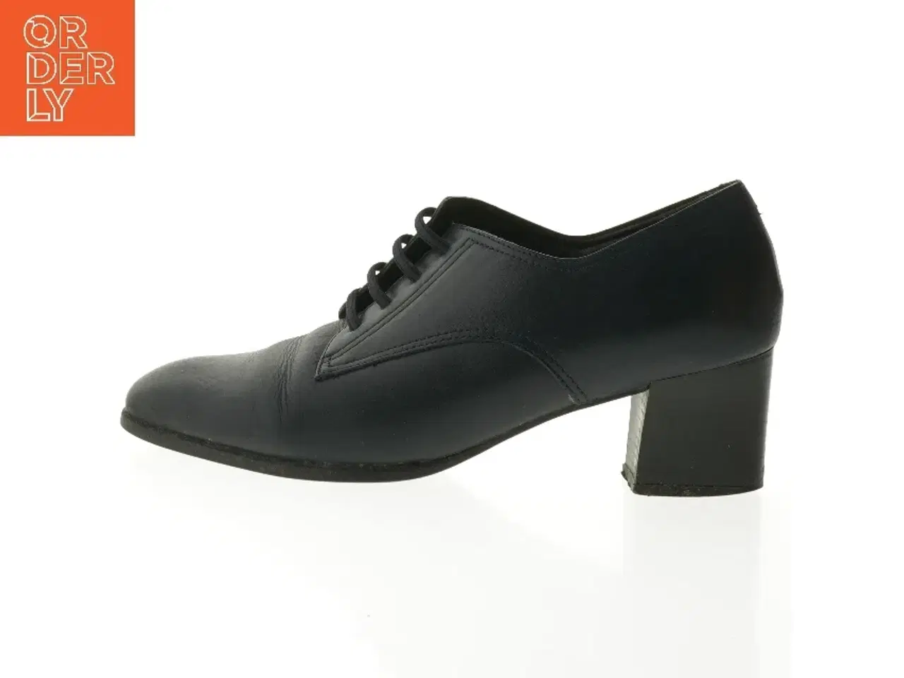 Billede 1 - Sorte lædersko med hæl fra Footglove (str. 6)