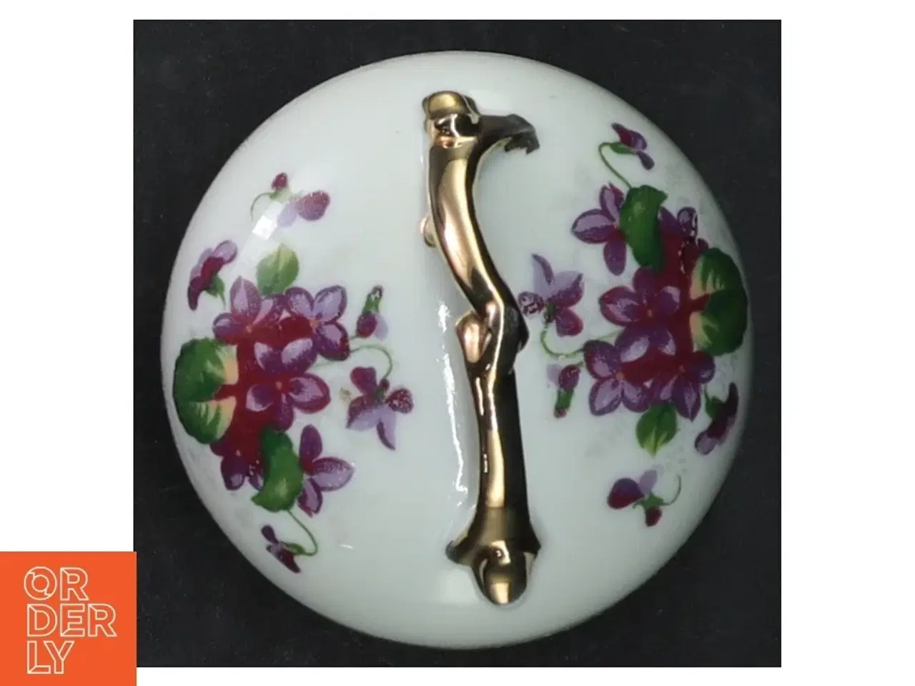 Billede 6 - Porcelæns bonbonniere med blomstermotiv (str. Ø. 7,5 cm)