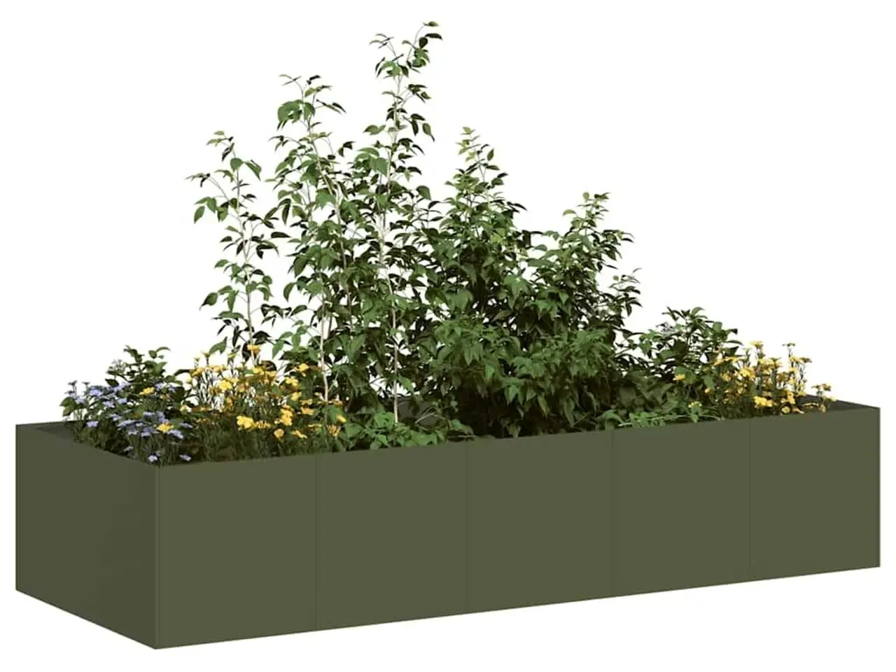 Billede 1 - Plantekasse 200x80x40 cm stål olivengrøn