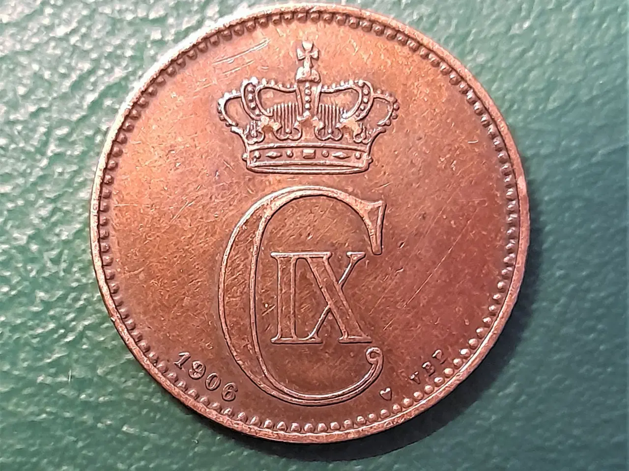 Billede 2 - 5 ØRE 1906 CHRISTIAN IX (Pudset, ellers pæn)