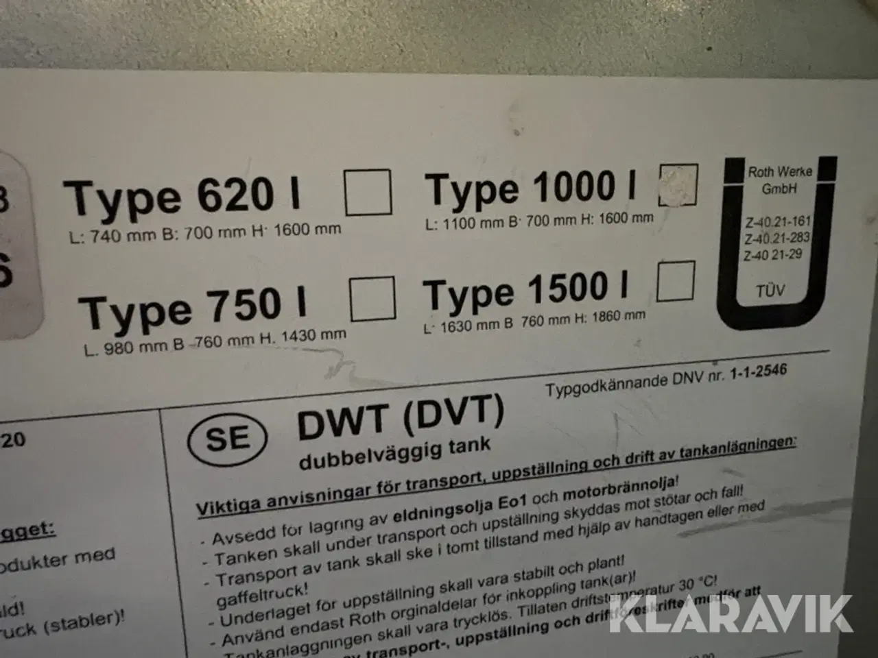Billede 5 - Dobbeltsidet tank Roth 1000L
