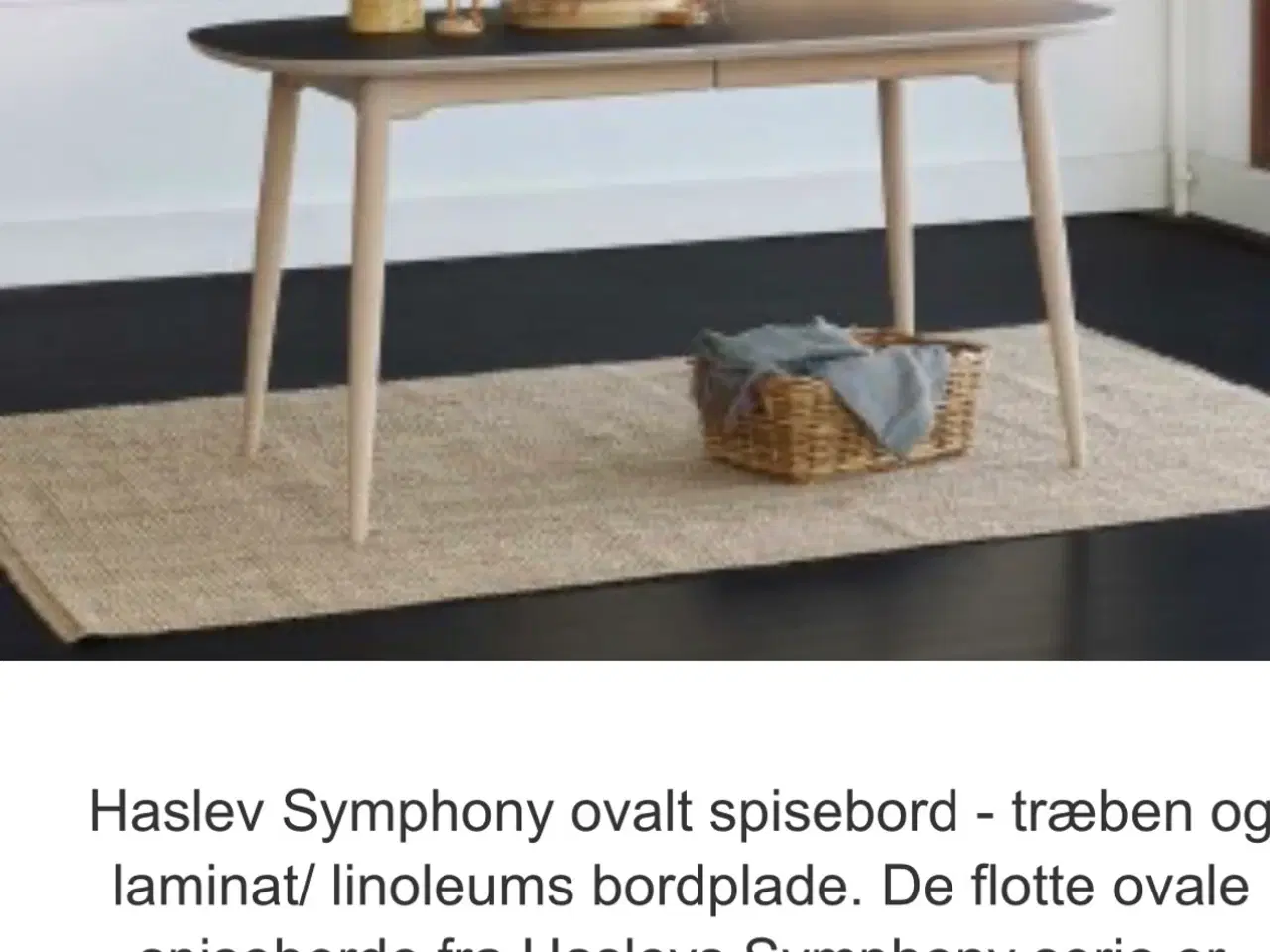 Billede 6 - Haslev Spisebord I sort linoleum og eg 