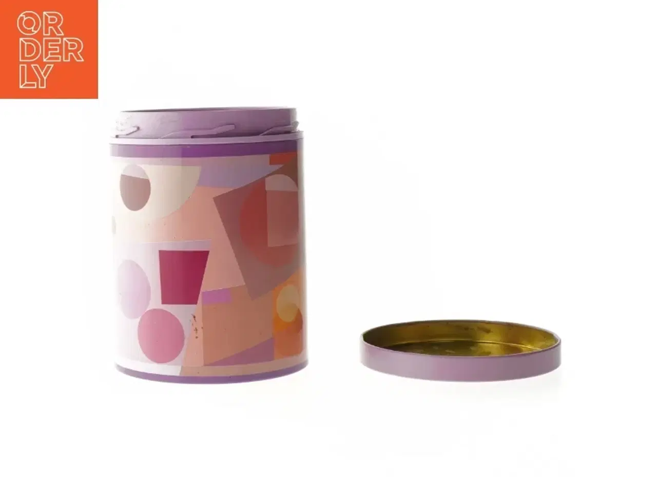 Billede 3 - Opbevaringsdåse med farverigt design fra Irma (str. Ø 11,5 cm længde 15 cm)
