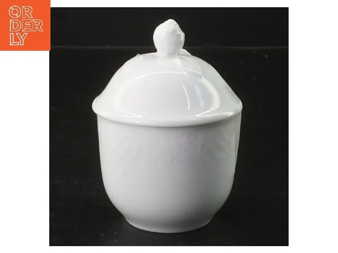Billede 1 - Hvid sukkerskål med låg (str. 12 cm)