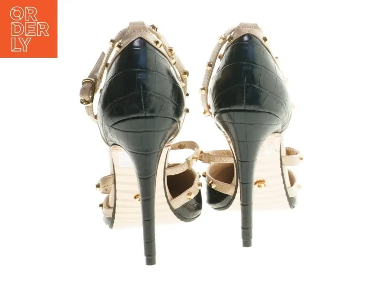 Billede 2 - Sort stiletter med gyldne nitter fra Dune London (str. 38 )