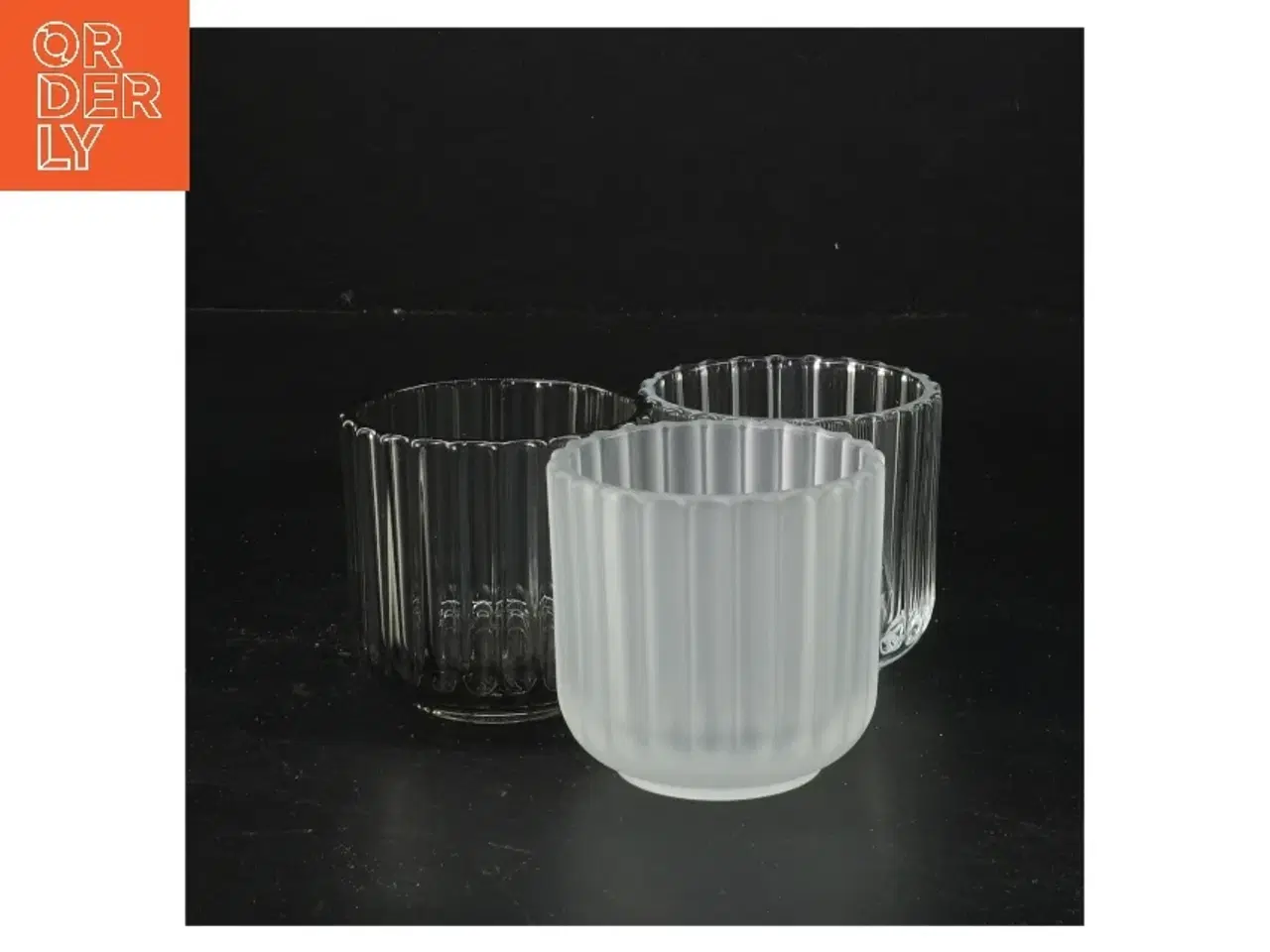 Billede 1 - Lysestager i glas, 3 stk. fra Lyngby (str. 6,5 cm)