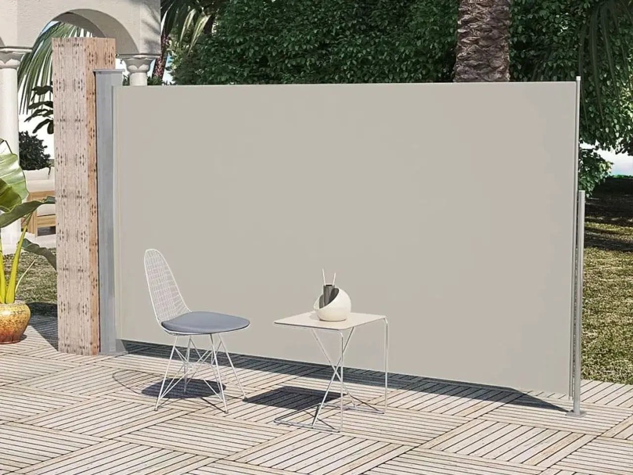 Billede 1 - Sidemarkise til terrasse 160x300 cm cremefarvet