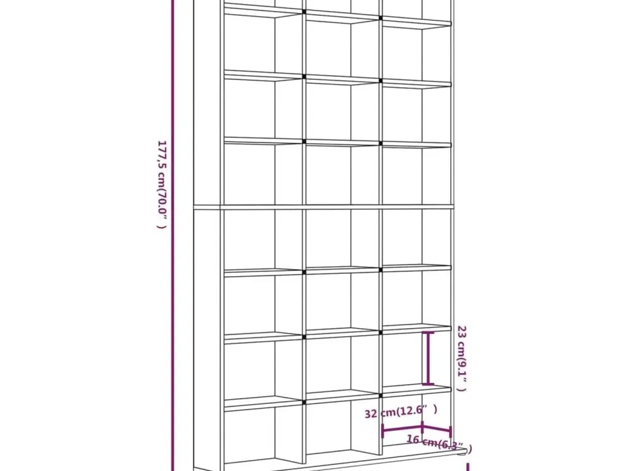 Billede 6 - Reol 102x23x177,5 cm konstrueret træ røget egetræsfarve