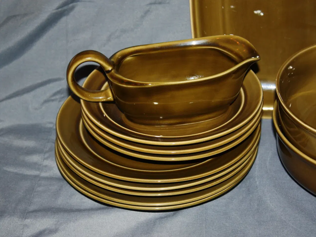 Billede 2 - Retro grøn stel tallerken, fad, skål