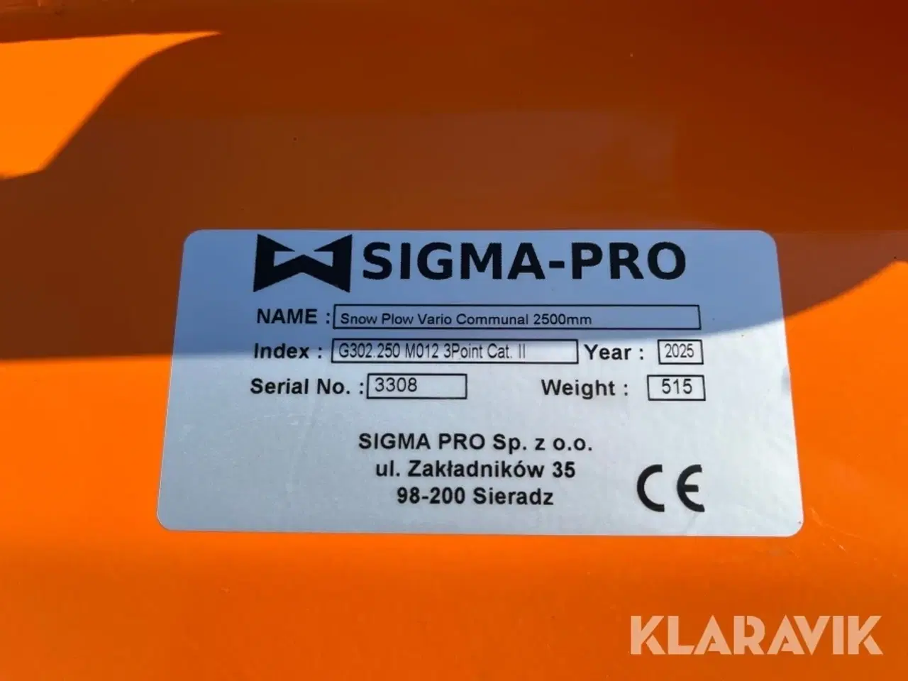 Billede 5 - Sneplov Sigma -pro Vario 2500 mm