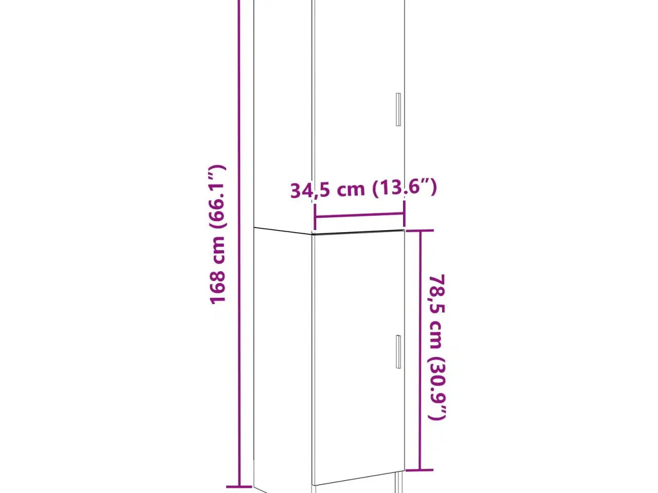 Billede 6 - Højskab Hvid 35 x 39 x 168 cm Konstrueret træ