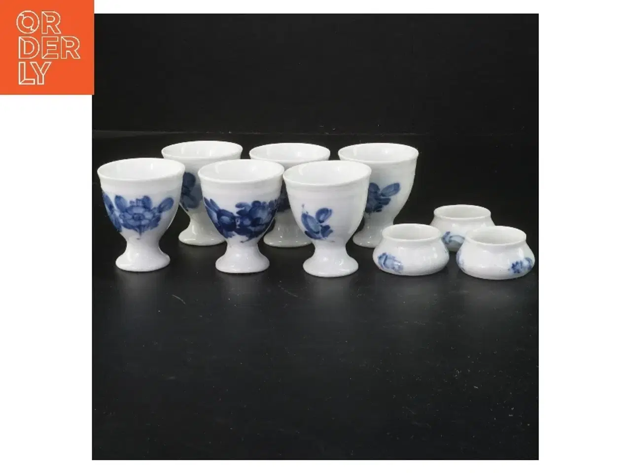 Billede 1 - Æggebægere/saltkar med blå blomst design fra Royal Copenhagen (str. 6x5 cm)