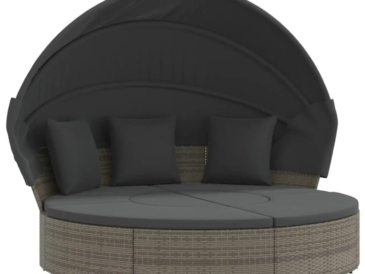 Billede 2 - Udendørs loungeseng med tag og hynder polyrattan grå