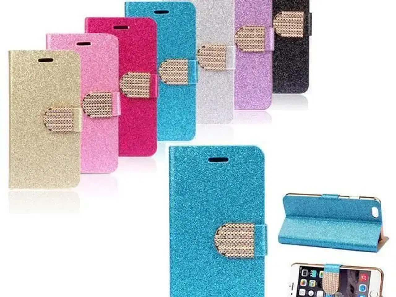 Billede 3 - Turkis flip cover iPhone 5s SE 6 6s 7 8 